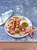 Grilled shrimp with chili and lime cilantro butter