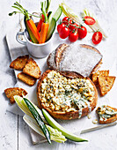 Spinach, caramelised onion and fetta cob loaf (Air fryer)