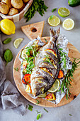 Baked gilthead with vegetables
