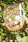 Tortilla mit Kartoffeln und Paprika