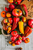 Frische Tomaten und Paprikaschoten