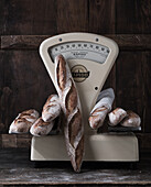 Baguettes with vintage kitchen scales