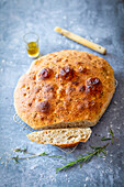 Focaccia with rosemary and sesame (vegan)