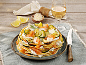 Pancake tart with salmon and courgette