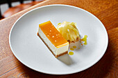Slice of Passion fruit cheesecake