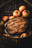 Apple Pie in wicker basket