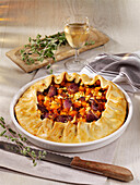Savory Pumpkin pie with red onions