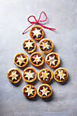 Mince pies in the shape of a Christmas tree