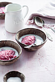 Finnish whipped porridge made from chokeberries and applejuice