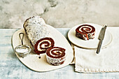 Chocolate sponge cake roll
