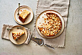 Vegan apple pie with flaked almonds
