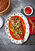 Steamed soy sole with chilli