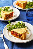 Vegetable pie with chickpeas, spinach and pumpkin