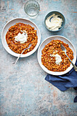 Smoky chickpea and pearl barley risotto