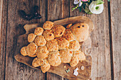 Sweet pull-apart bread in the shape of an Easter lamb