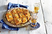 Baklava and tea in glasses