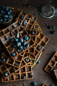 Cocoa waffles with blueberries