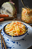 White cabbage and carrot slaw
