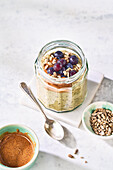 Overnight Oats with blueberries and sunflower seeds