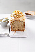 Banana bread with peanut butter topping