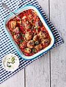 Lamb meatballs with freekeh and spicy tomato sauce