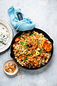 Barley and pumpkin risotto with blue cheese