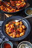 Gnocchi with tomato sauce and spinach