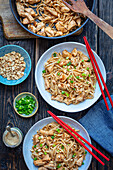 Noodles with chicken and peanuts (Asia)