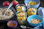 millet flakes with almond milk and apples