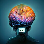 Brain computer interface, conceptual illustration