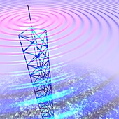Radio waves and transmission tower