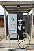 Electric vehicle charging station, Fukushima, Japan