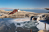 Salt harvesting from Great Salt Lake, Utah, USA
