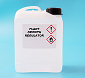 Plant growth regulator in a plastic canister, conceptual image