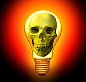 Skull in a lightbulb, illustration