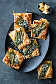 Asparagus puff pastry slices