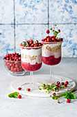 Trifle with wild strawberries