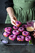 Donuts with violets sugar