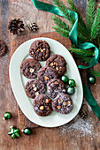 Chocolate cookies with hazelnuts