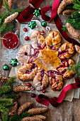 Cranberry pull apart bread in the shape of a star