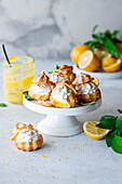 Choux pastries with lemon cream and meringue