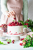 Raspberry honey layer cake