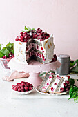 Raspberry poppy seed cream cake