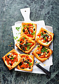 Sweet potato puff pastry wedges with feta cheese