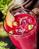 Smoothie with beetroot, avocado, apple, banana and fennel