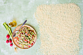 Colourful couscous salad with radishes
