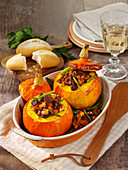 Stuffed pumpkins with beans and ground beef