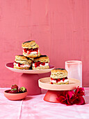 Filled poppy seed scones with ricotta cream and strawberries