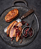 Duck breast with cranberry sauce