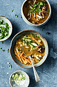 Miso soup with vegetables and oats